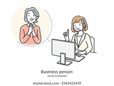 Senior woman consulting with an advisor online