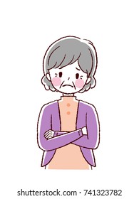 Senior woman doing gesture, illustration