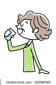 Senior woman drinking water