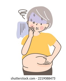 Senior woman fat and shocked vector illustration