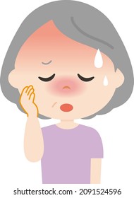 Senior woman feeling dizzy. vector illustration.