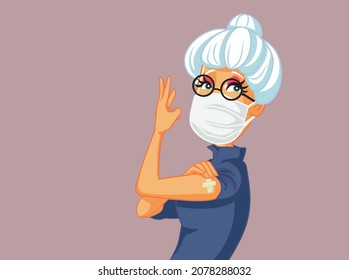 Senior Woman Getting Fully Immunized Vector Cartoon