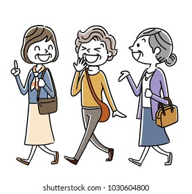 Senior woman: going out, traveling, going out, friends