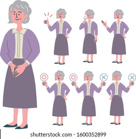 Senior woman grandmother emotion illustration