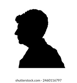 Senior woman grandmother with short hair style side portrait head and shoulder profile silhouette.	