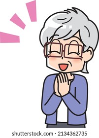 Senior woman happily clapping hands