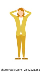 Senior Woman holding head in distress, confused or troubled elderly woman, Vector Illustration
