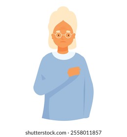 Senior woman holding her chest, experiencing a heart attack and looking worried