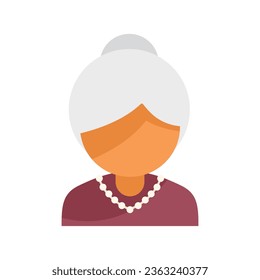 Senior woman icon flat vector. Old age. Adult life isolated