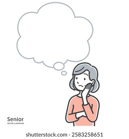 Senior woman imagining and speech bubble