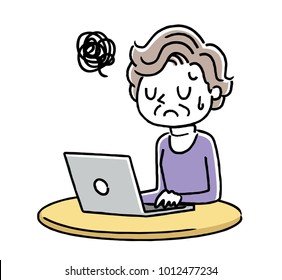 Senior woman: Internet, personal computer