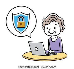 Senior woman: Internet, security