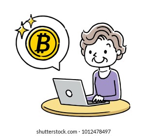 Senior woman: Internet, virtual currency