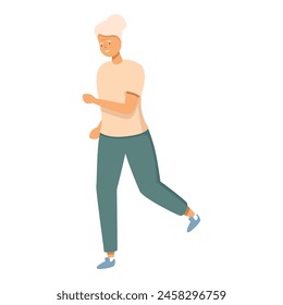 Senior woman jogging icon cartoon vector. Sport exercise. Workout fit