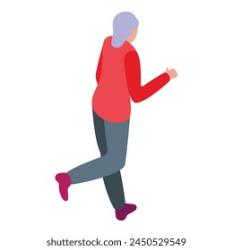 Senior woman jogging icon isometric vector. Active run. Outdoor exercise