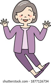 Senior woman jumping in air with joy
