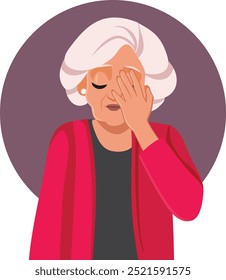 
Senior Woman making face Palm Gesture Vector Cartoon Character. Old adult person feeling frustrated and stressed out 
