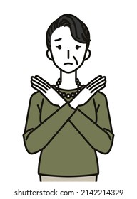 Senior woman making not acceptable gesture