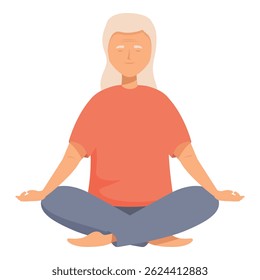 Senior woman meditating in lotus pose, practicing yoga and mindfulness, promoting healthy lifestyle and well being