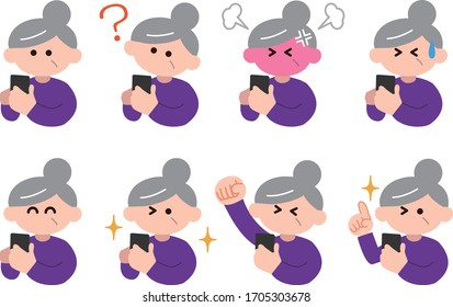 Senior woman operating a smartphone
