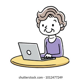 Senior woman: Personal computer, Internet