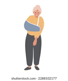 Senior Woman with plastered arm, broken hand
