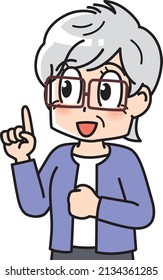 Senior woman pointing with a smile