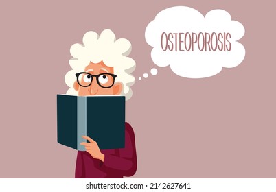 
Ilustración de vectores de enfermedad por osteoporosis

Mujer anciana preocupada por problemas de densidad ósea leyendo un libro médico
