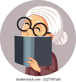 
Senior Woman Reading a Book Vector Cartoon Illustration. Elderly person keeping her brain active by enjoying novels and textbooks
