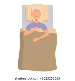 Senior woman resting in bed with blanket, enjoying a peaceful sleep