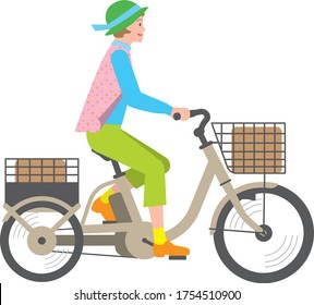 Senior Woman Riding An Electric Assisted Tricycle