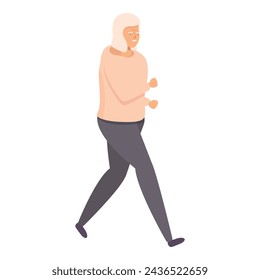 Senior woman run icon cartoon vector. Outdoor workout sport. Group health sport