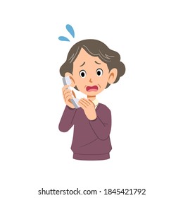 Senior woman rushing to answer the phone