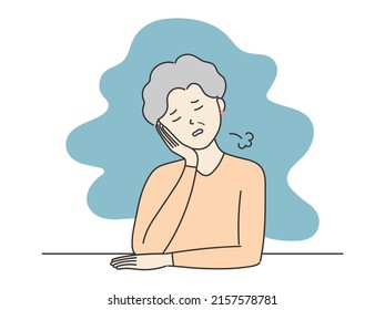 Senior woman sighing, vector illustration
