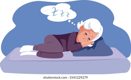 
Mulher idosa dormindo em um sofá cama Vetor Desenho Animado Ilustração. Senhora idosa regenerando e 
descansando seu corpo cansado 
