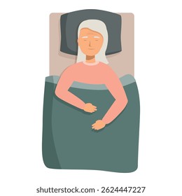 Senior woman sleeping soundly in bed, embracing a moment of tranquility and rejuvenation