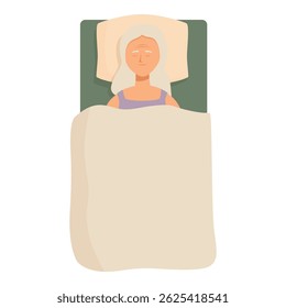 A idosa dorme tranquilamente na cama, desfrutando de uma noite de descanso tranquila