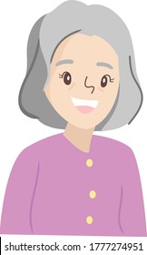 Senior woman smiling. Old woman's face are laughing happily. Feeling happy of granny. Vector illustration isolated white background.