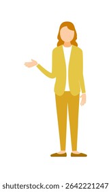 Senior Woman speaking with gestures, illustration of elderly woman talking with hand movements, Vector Illustration