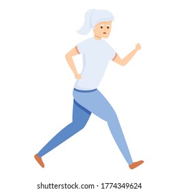 Senior woman sport walking icon. Cartoon of senior woman sport walking vector icon for web design isolated on white background