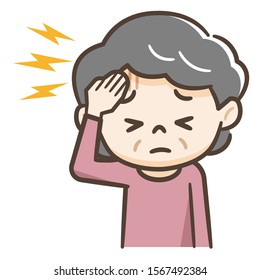 Senior woman suffering from headache