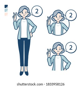 Senior woman in a suit with Counting as 2 images.
It's vector art so it's easy to edit.

