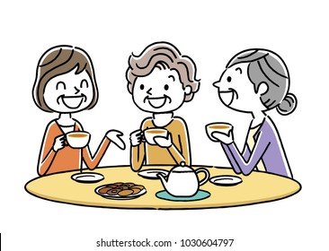 Senior woman: tea time, friends