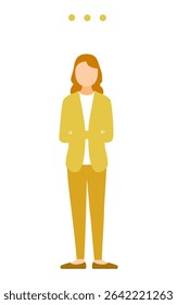 Senior Woman thinking deeply with arms crossed, vector illustration of worried elderly woman, Vector Illustration