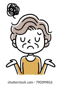 Senior woman: Troubled, disappointed, sorry