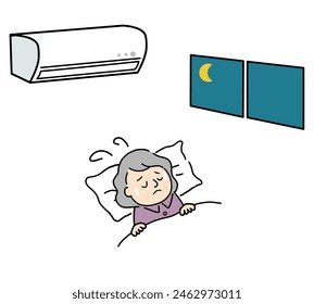 Senior woman unable to sleep due to heat.