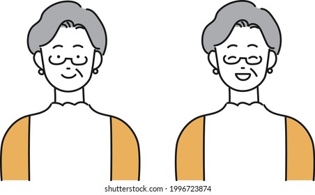 Senior woman vector illustration set