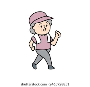 Senior woman walking with a smile.