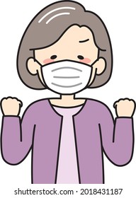 Senior woman wearing face mask for preventing infection