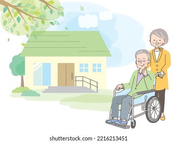 Senior woman in wheelchair and barrier-free housing